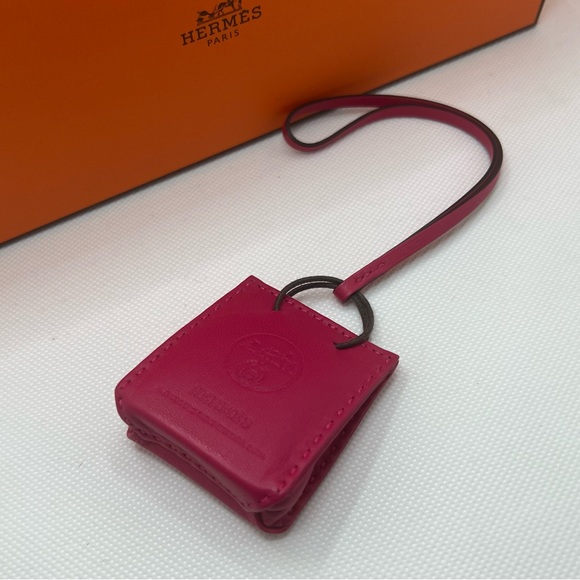 Authentic Hermes Sac Orange Bag Charm in Rose Mexico with Original Box - Picture 8 of 11